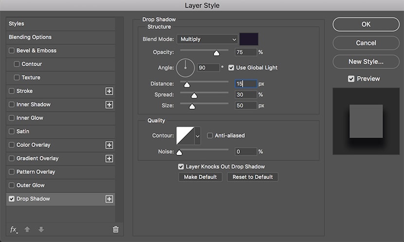 after effects drop shadow size