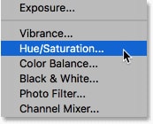 Choose hue saturation Ps