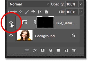 Use the adjustment layer on and off by using visibility toggle icon