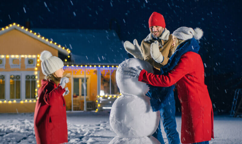 Snow ball playing