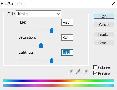 Hue saturation adjustment