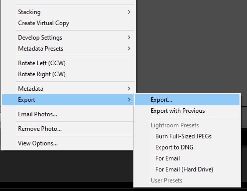 Exporting Photos in Lightroom