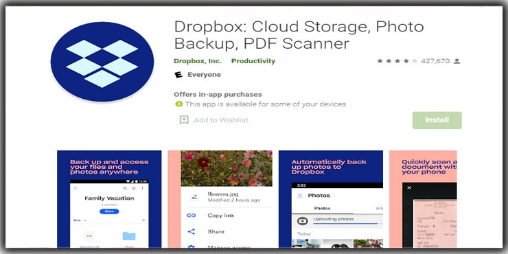 Photo Storage Apps Dropbox