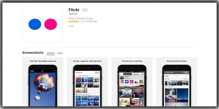 best free photo storage app Flickr