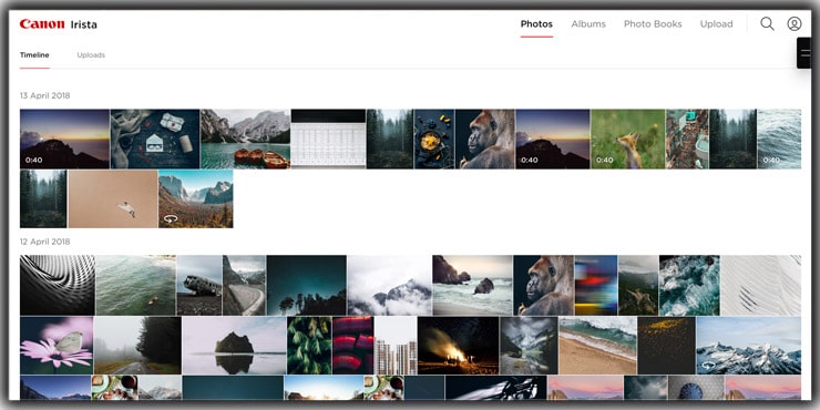 photo storage app Canon Irista