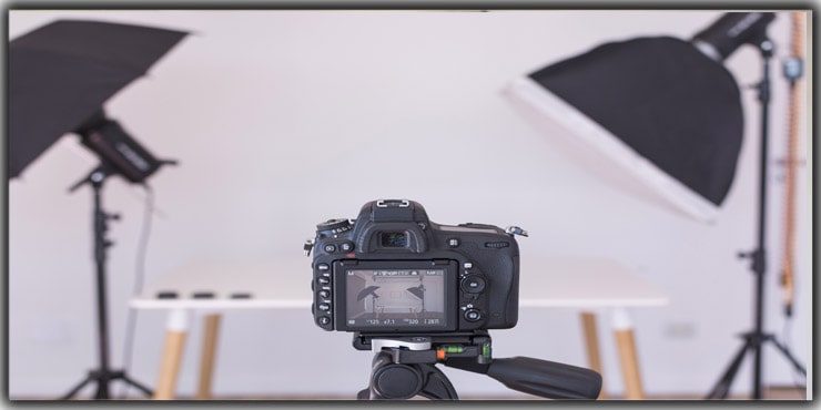 photography umbrella in a photography studio