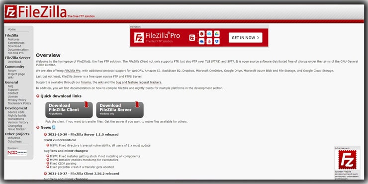 Filezilla Photographer's Choice for Free File Sending