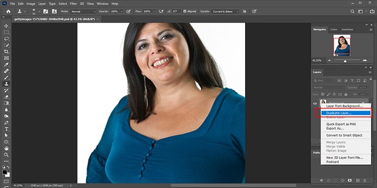 Make Duplicate Layer to Remove Double Chin