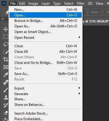 Open file in Adobe Photoshop