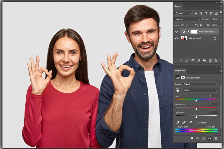 Create a Hue Saturation Adjustment Layer