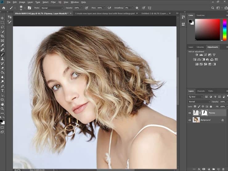 Fix hair using Brush tool