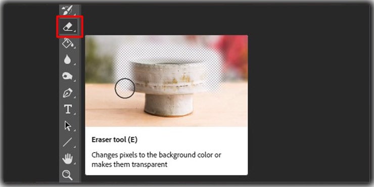 Eraser Tool to remove parts of your image