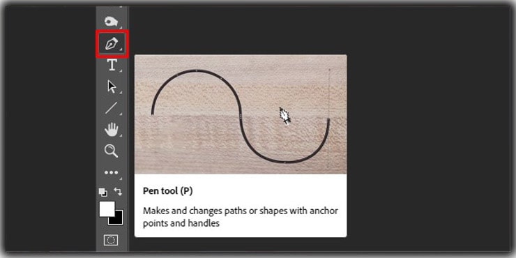 Pen Tool To draw a line or shape