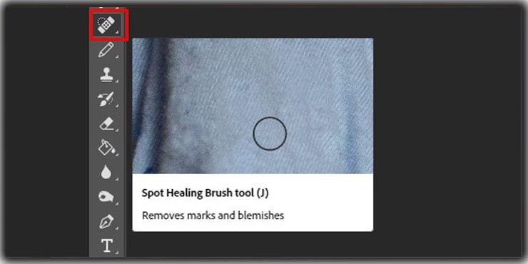 Photoshop Spot healing tool to remove spot