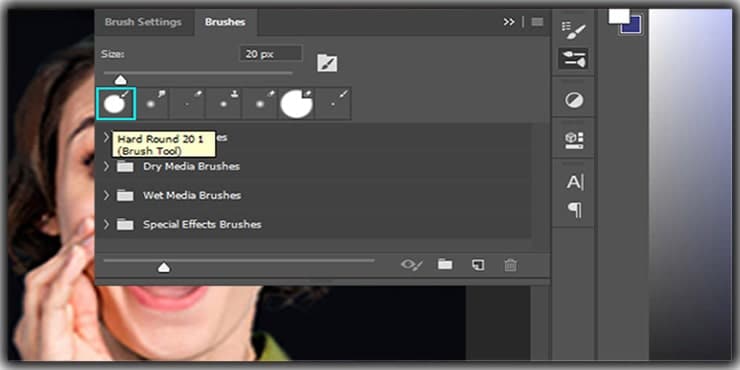Select the Hard Round Brush