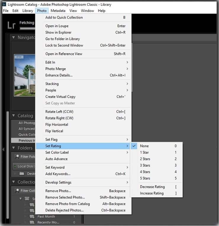 Lightroom star rating