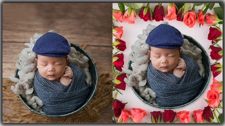 Newborn image background editing